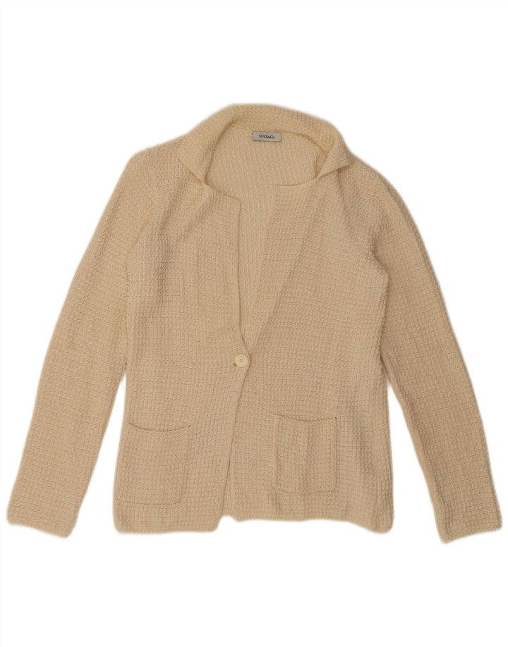 Max & Co. Suéter tipo cárdigan para mujer UK 10 Small Beige Linen