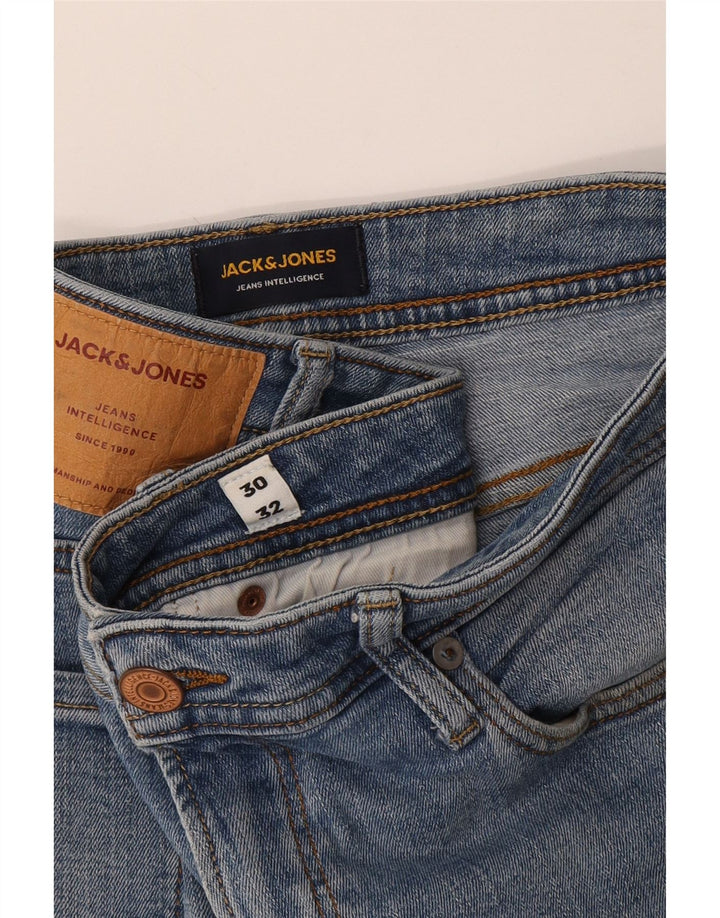Jack & Jones Vaqueros pitillo desgastados Liam para hombre W30 L32 Azul