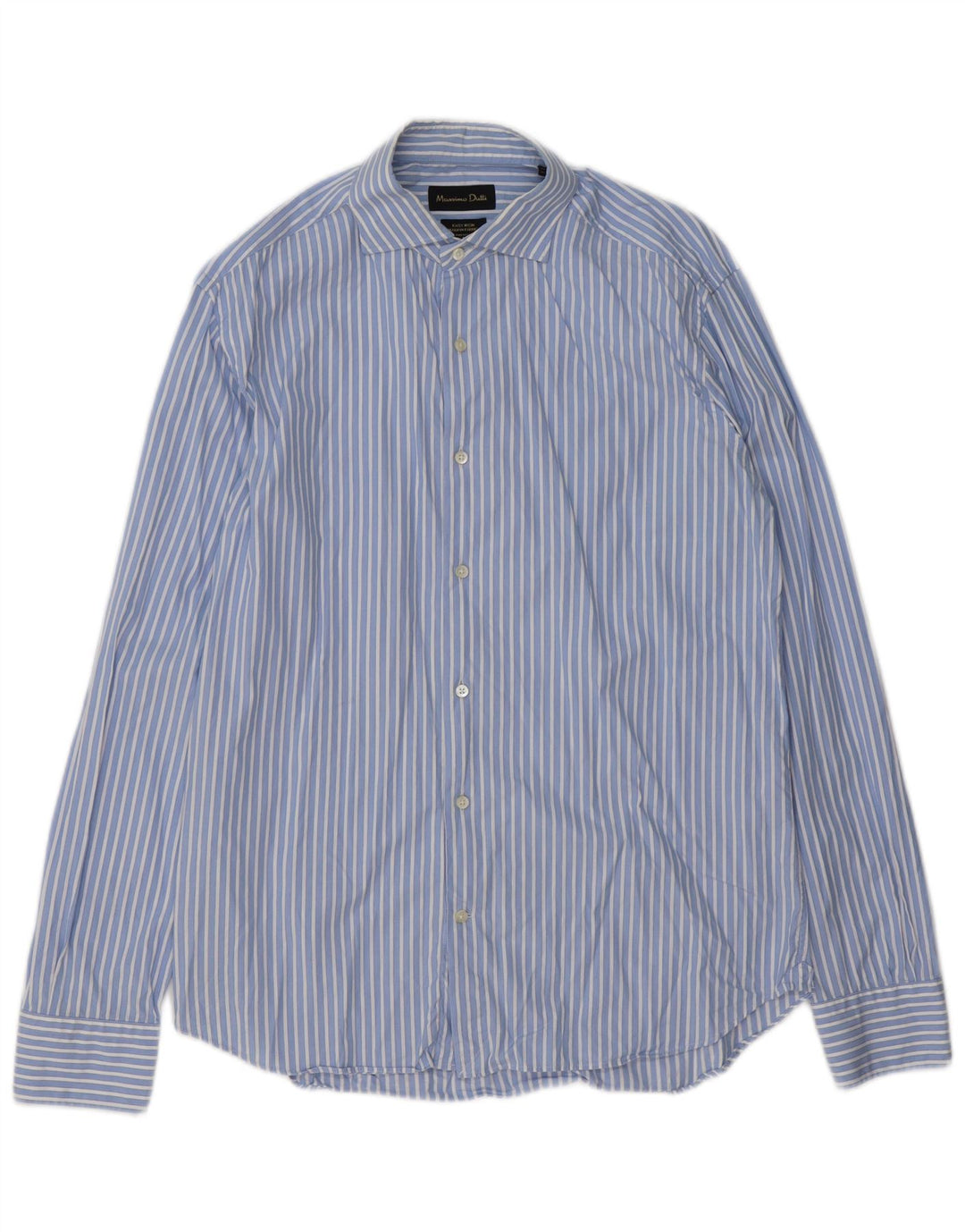 MASSIMO DUTTI Camisa Hombre Talla 16 1/2 Grande Algodón Rayas Azul