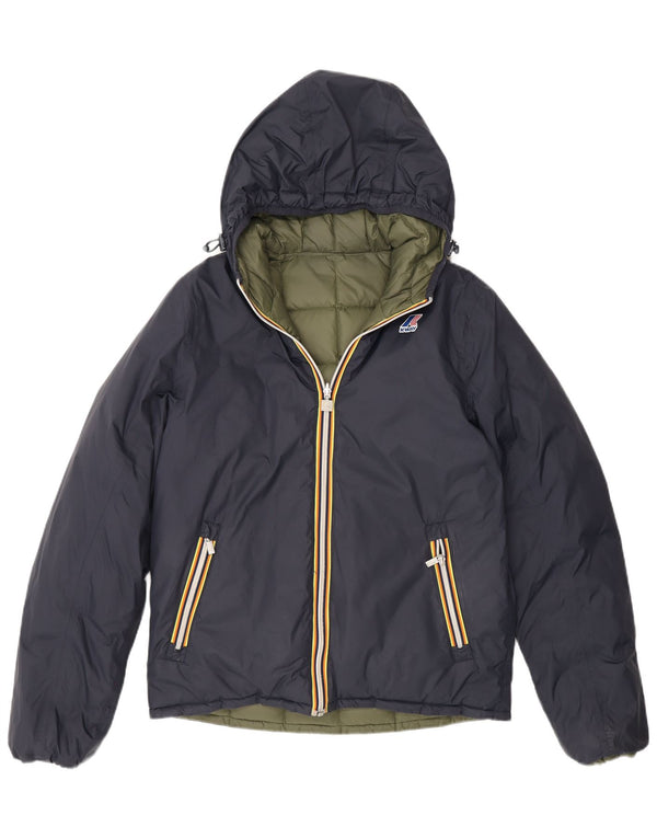 K-Way Chaqueta Acolchada Reversible con Capucha para Mujer UK 44 Medium Azul Marino