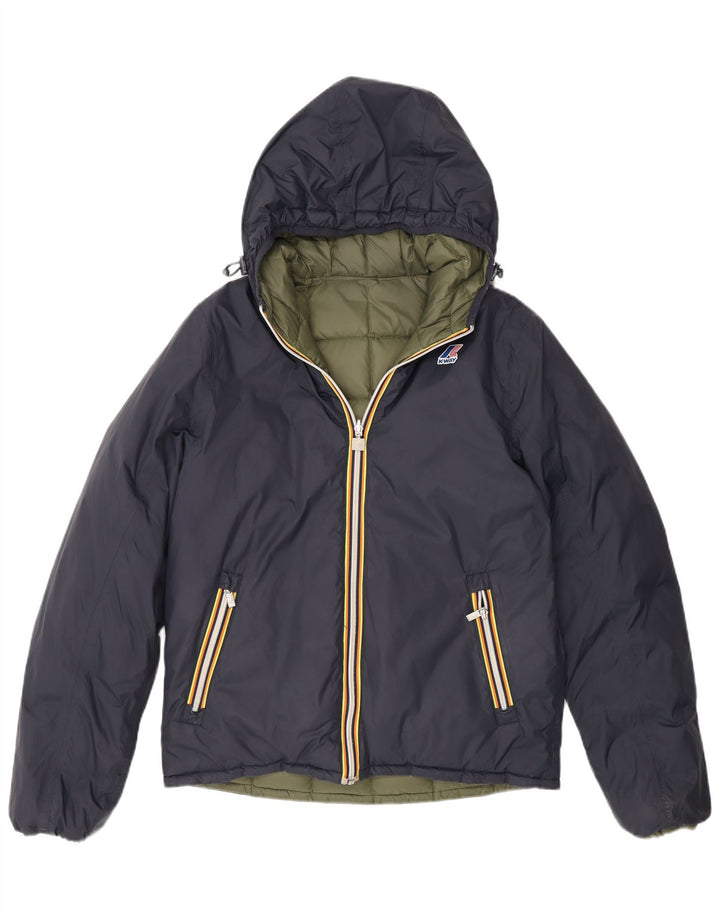 K-Way Chaqueta Acolchada Reversible con Capucha para Mujer UK 44 Medium Azul Marino