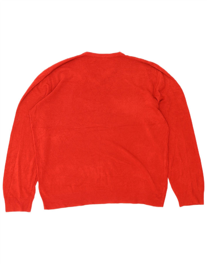 Marks & Spencer - Jersey para hombre con cuello en V, color azul, 2XL, acrílico rojo