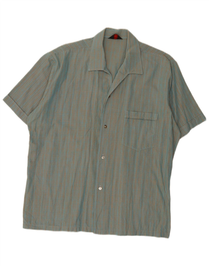 Van Heusen Camisa de manga corta para hombre XL Algodón a cuadros azul