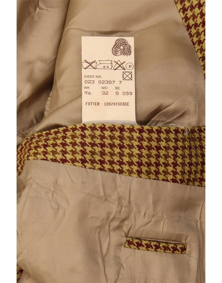 Hugo Boss Chaqueta tipo blazer de 2 botones para hombre UK 42 XL Lana virgen de pata de gallo marrón