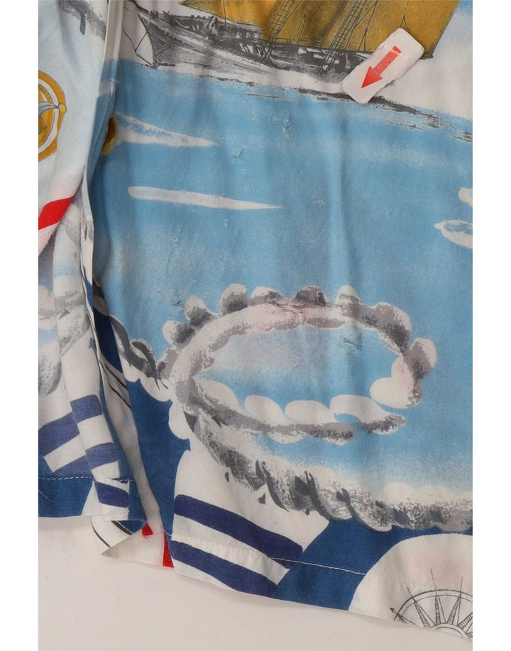Camisa gráfica vintage para hombre azul grande