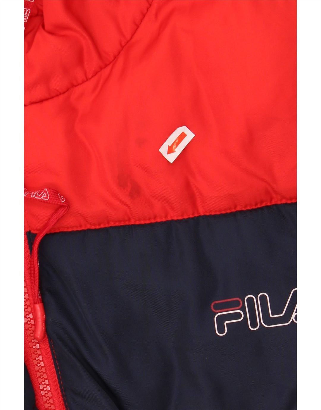 FILA Chaqueta acolchada con capucha y gráfico para hombre UK 38 Medium Red Colourblock
