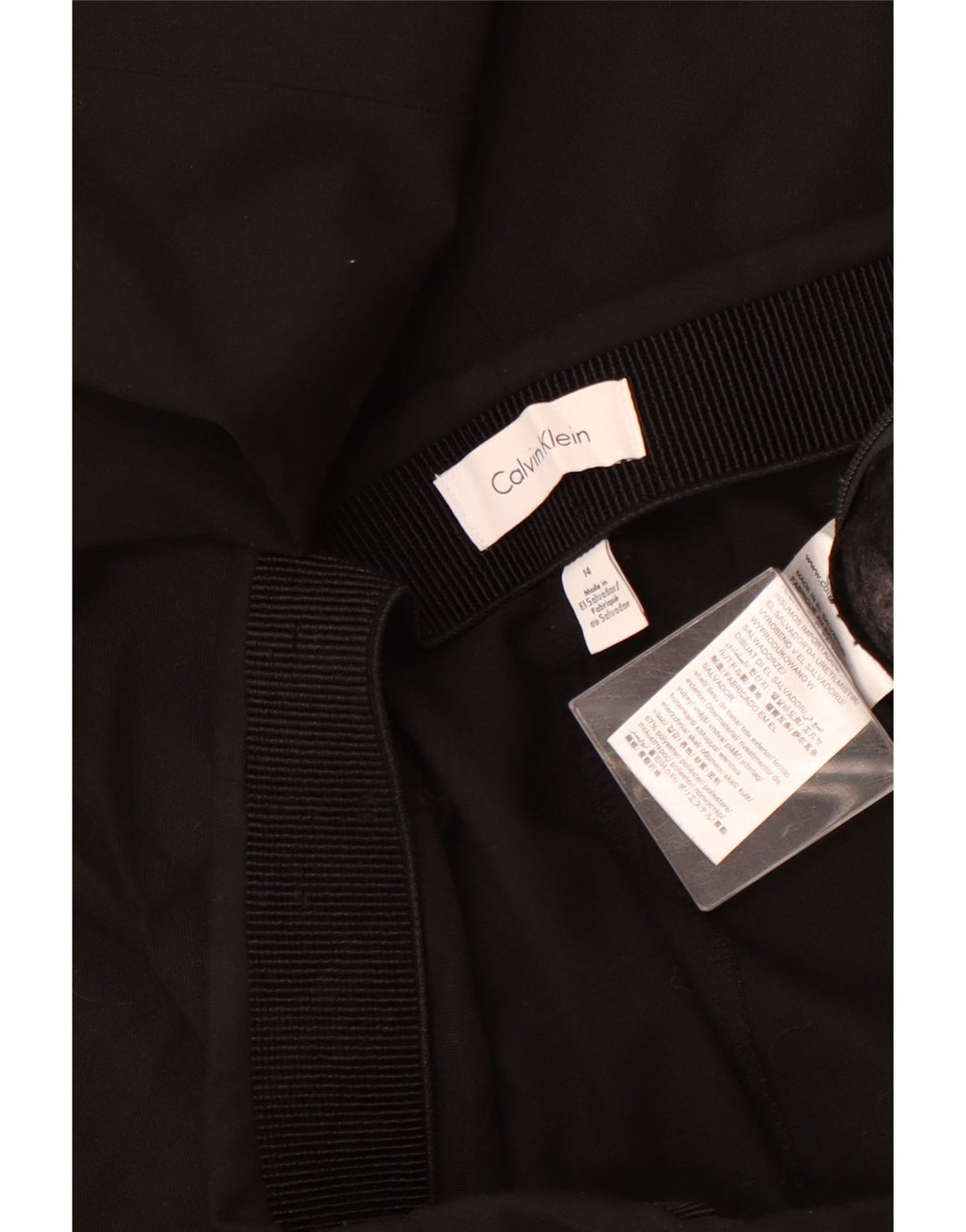 CALVIN KLEIN Pantalones casuales delgados para mujer US 14 XL W34 L27 Poliéster negro