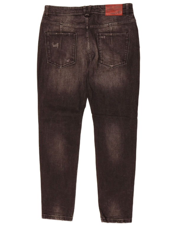 Zara Jeans ajustados desgastados para hombre EU 44 Large W34 L30 Algodón negro