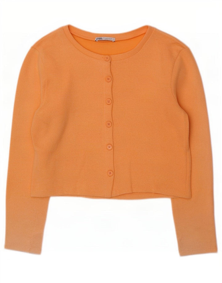 Zara Mujer Crop Cardigan Top UK 42 Medio Naranja