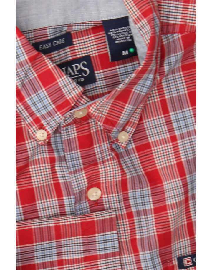 Chaps Camisa de manga corta para hombre de algodón a cuadros rojos medianos