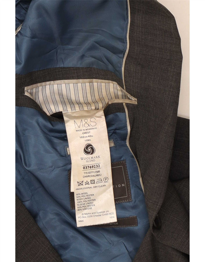 Marks & Spencer Chaqueta tipo blazer de 2 botones para hombre UK 40 Lana gris medio