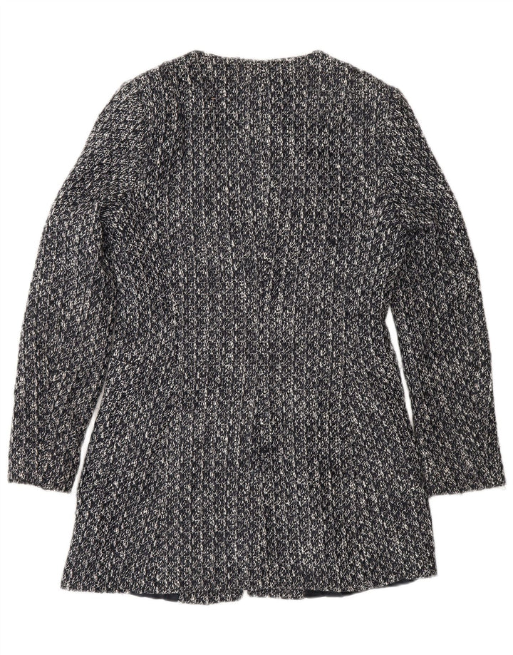 Zara Chaqueta Blazer con Cremallera Completa para Mujer UK 12 Algodón Gris Medio