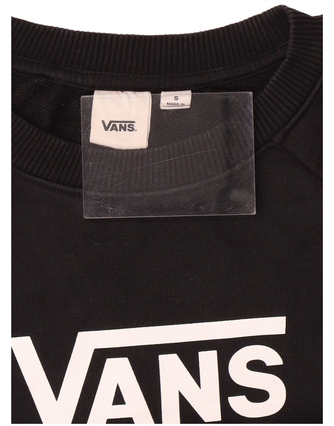 VANS Mujer Crop Oversize Graphic Sudadera Jumper UK 10 Small Negro
