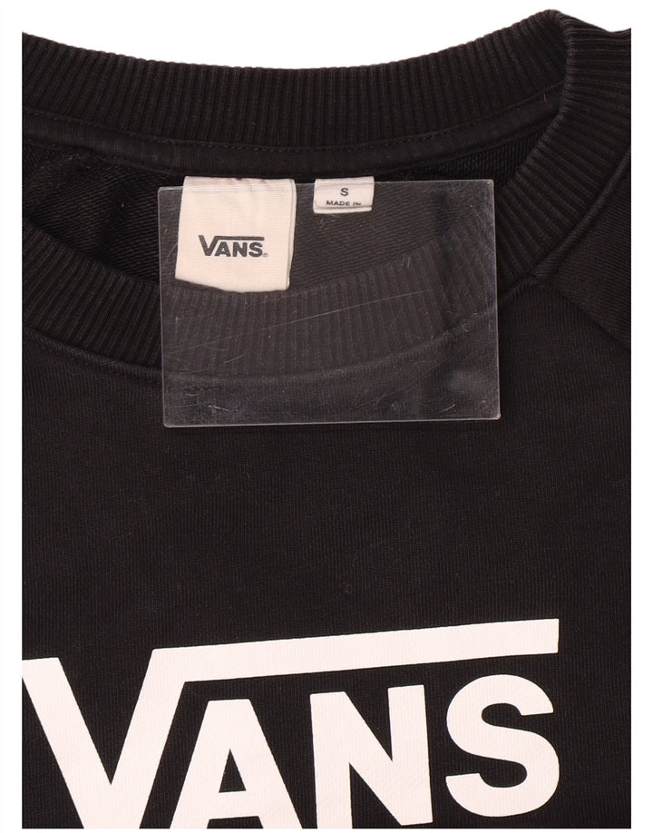VANS Mujer Crop Oversize Graphic Sudadera Jumper UK 10 Small Negro