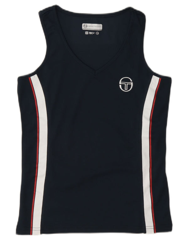 Sergio Tacchini Camiseta sin mangas para mujer UK 6 XS Azul marino Colorblock Poliéster