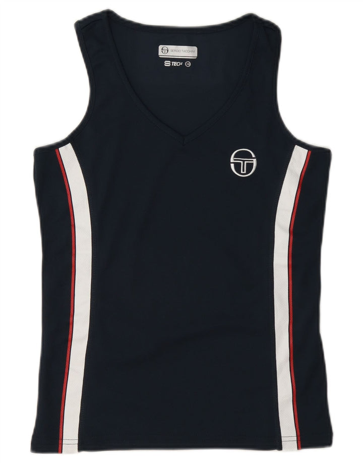 Sergio Tacchini Camiseta sin mangas para mujer UK 6 XS Azul marino Colorblock Poliéster