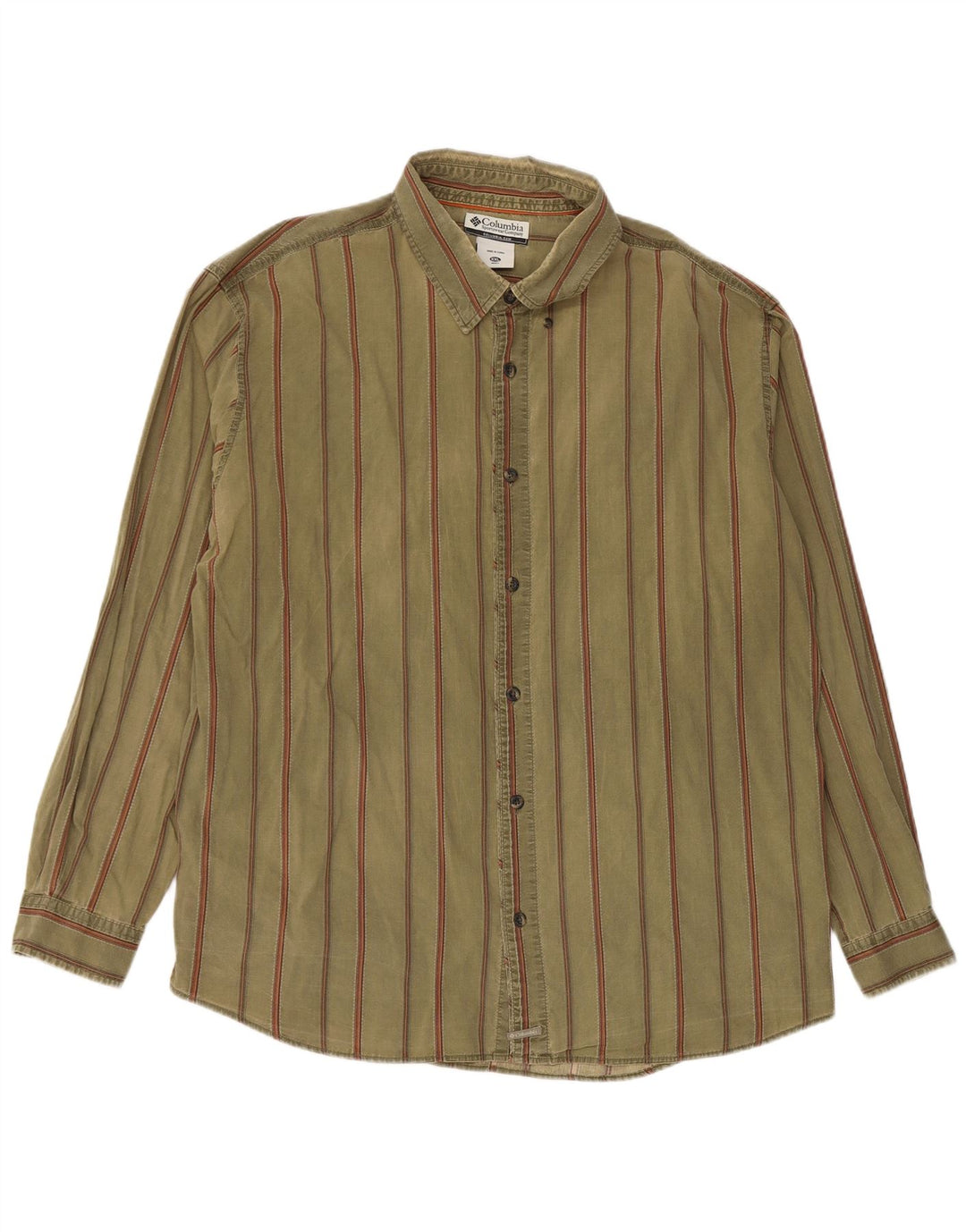 Camisa Columbia Mujer 2XL Algodón A Rayas Caqui