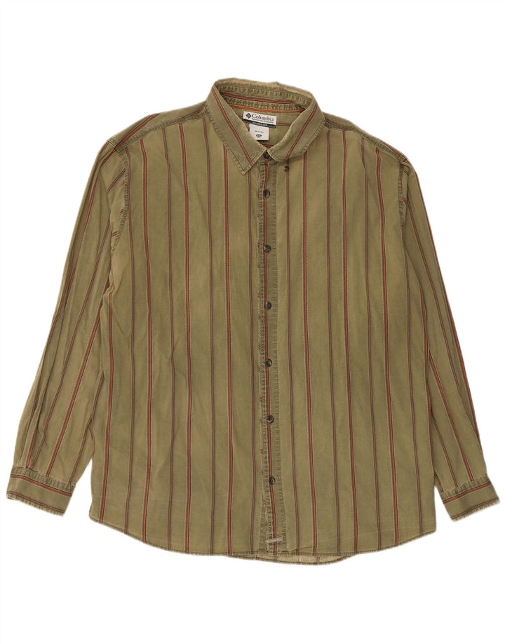 Camisa Columbia Mujer 2XL Algodón A Rayas Caqui