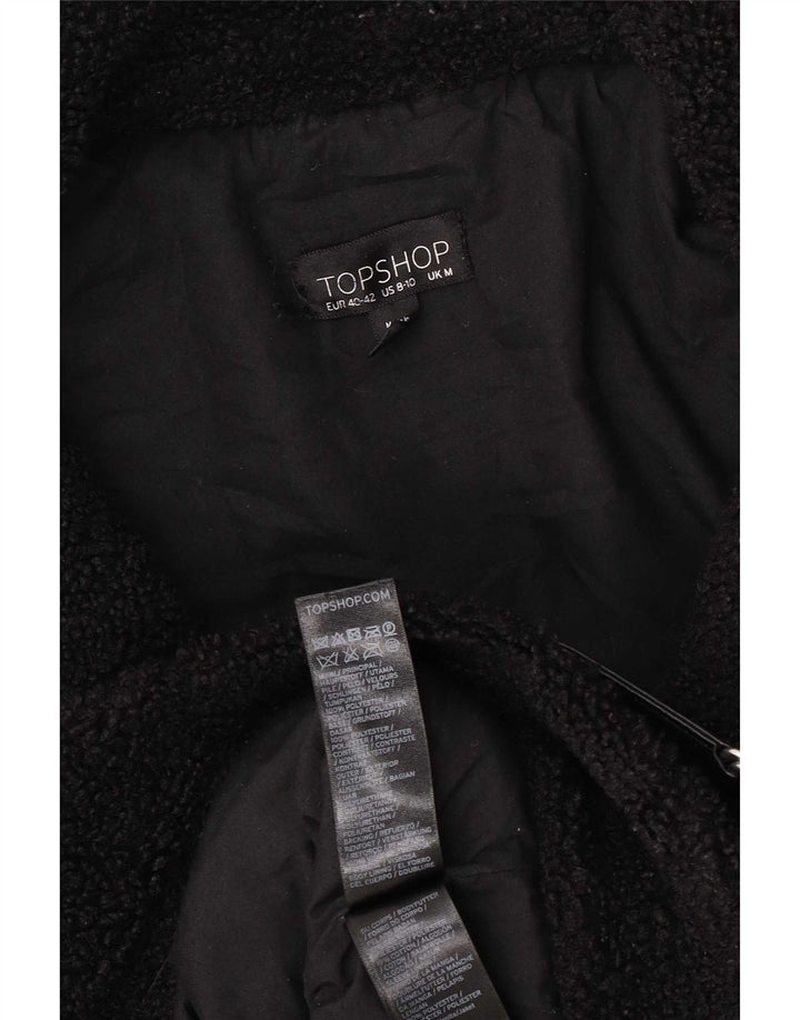 Topshop Chaqueta polar extragrande para mujer UK 14 Mediana Poliéster negro