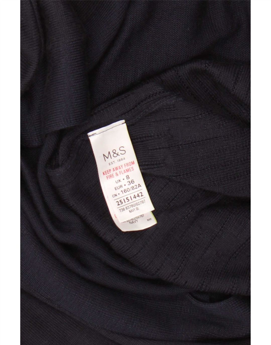 Marks & Spencer Suéter tipo cárdigan abierto para mujer UK 8 Small Viscosa azul marino