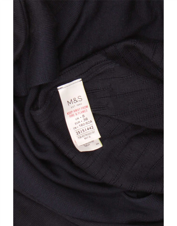 Marks & Spencer Suéter tipo cárdigan abierto para mujer UK 8 Small Viscosa azul marino
