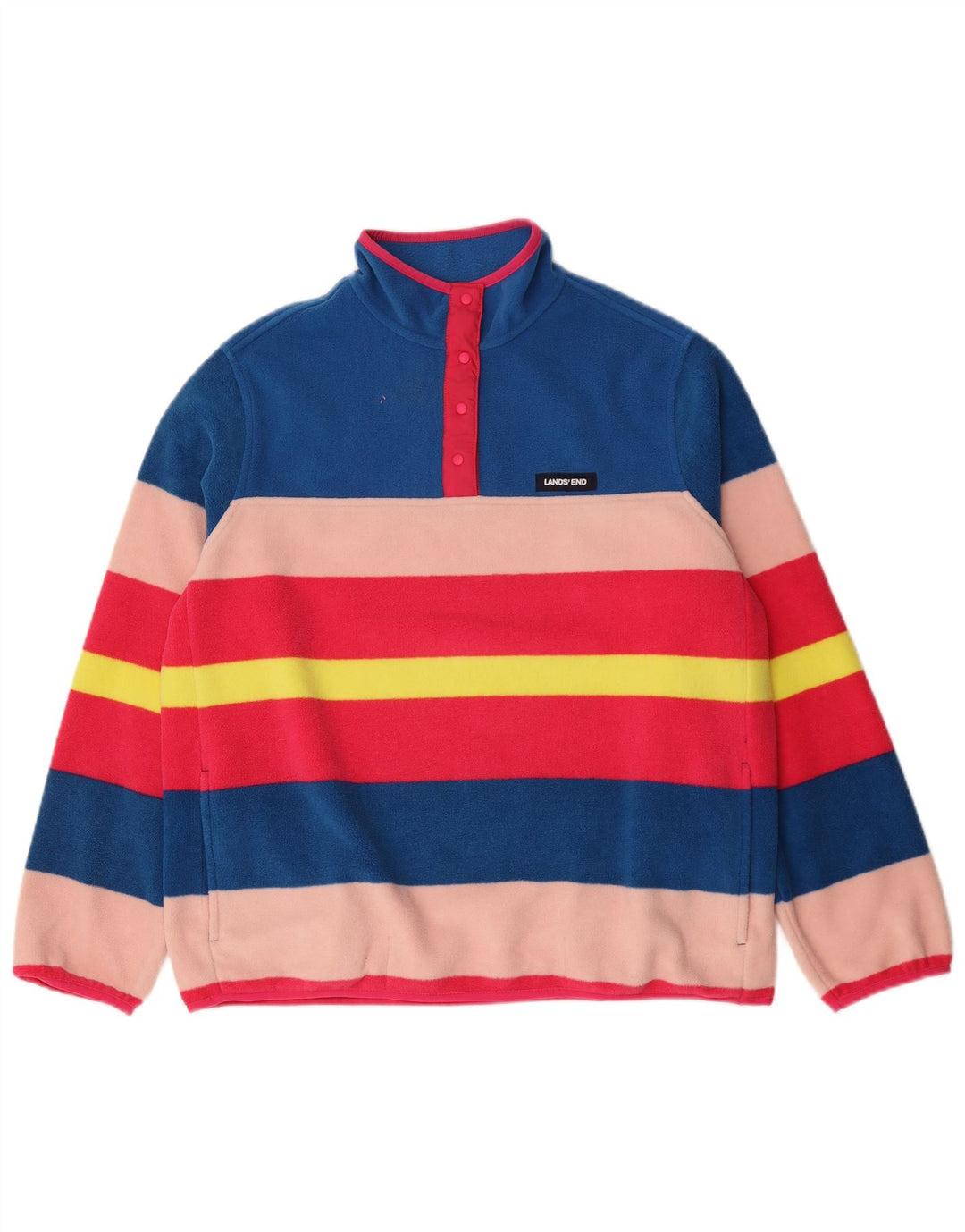 Lands End - Jersey de forro polar extragrande para mujer, talla 40, talla grande, multicolor, a rayas