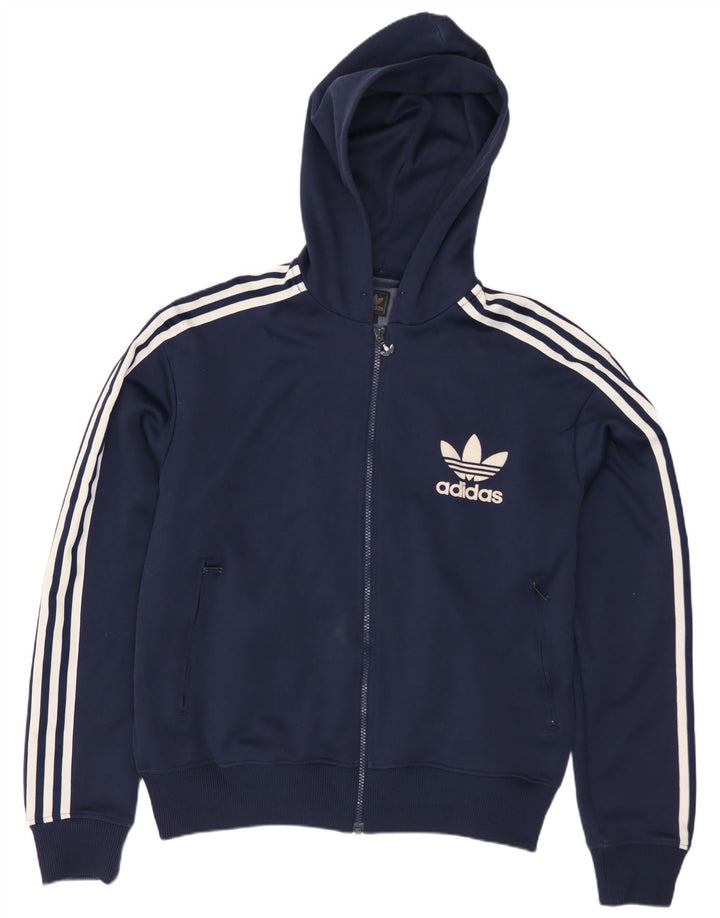 Adidas - Sudadera con capucha y cremallera para hombre, talla grande, poliéster, color azul marino