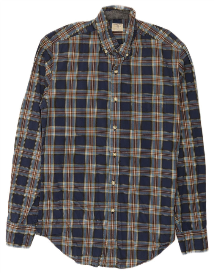 J. Crew Camisa para hombre Talla 14 1/2 Algodón a cuadros azul pequeño
