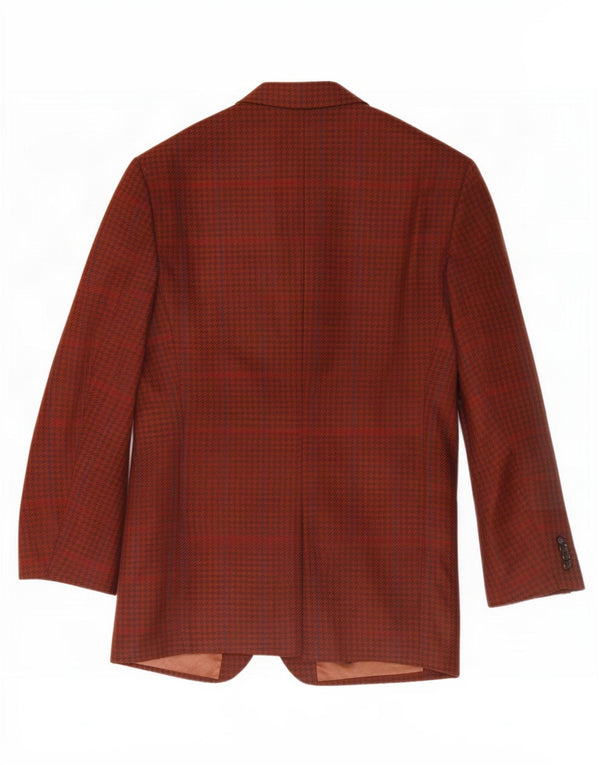 Vintage hombres 2 botones Blazer chaqueta Reino Unido 36 pequeño marrón Houndstooth