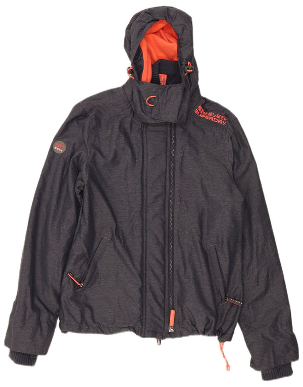 Superdry Chaqueta cortavientos con capucha Windcheater para mujer, talla 40, color gris
