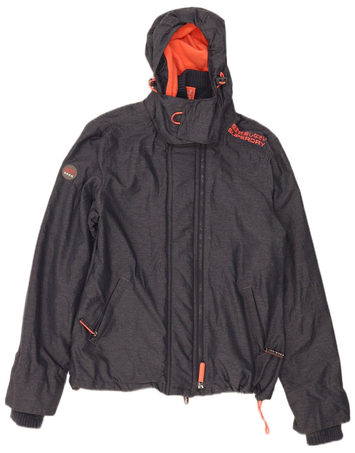 Superdry Chaqueta cortavientos con capucha Windcheater para mujer, talla 40, color gris