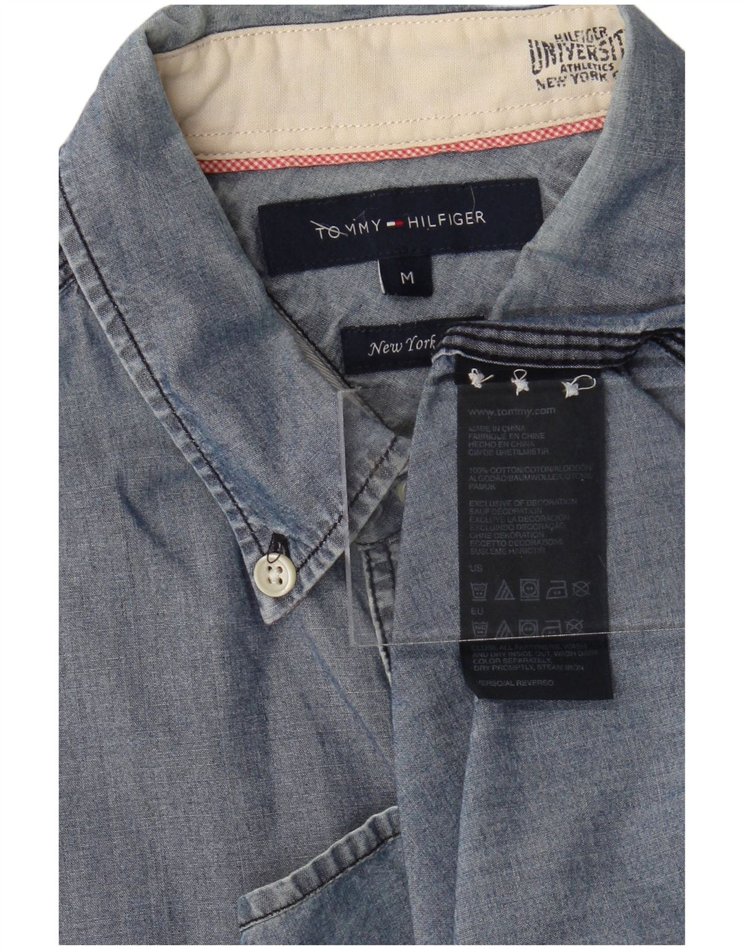 TOMMY HILFIGER Camisa New York Fit Algodón Azul Medio Hombre