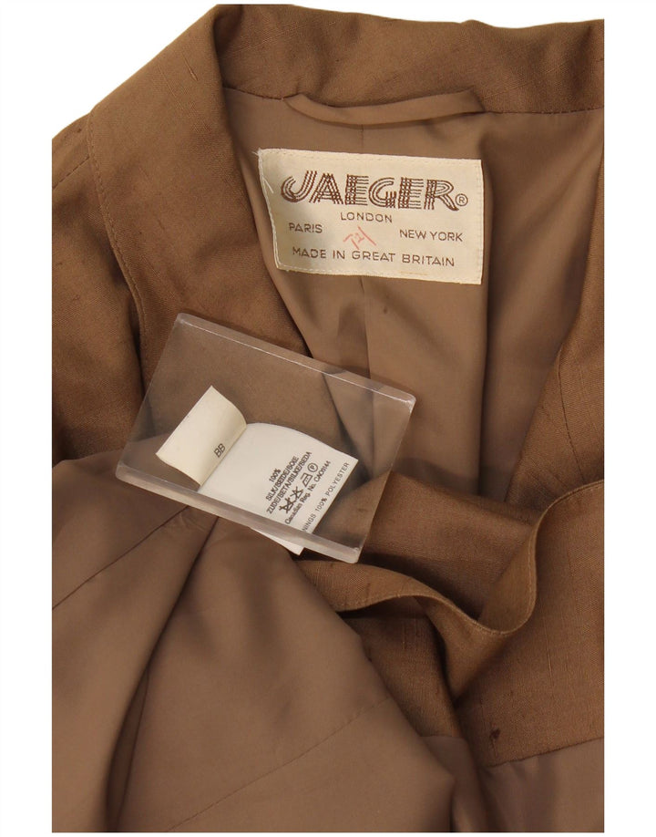 Jaeger Chaqueta tipo blazer con 1 botón para mujer UK 46 Grande Seda moteada beige
