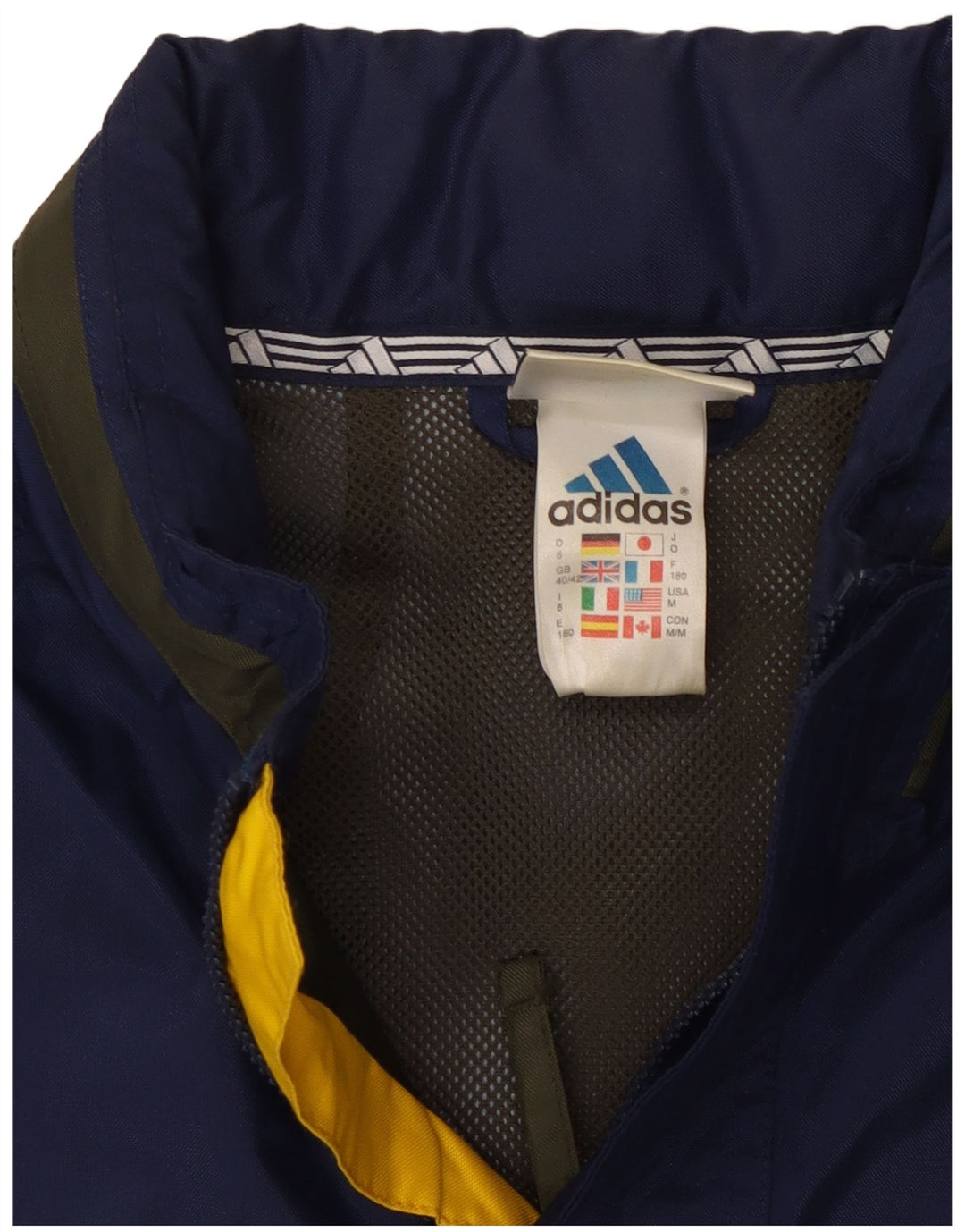 Adidas Chaqueta impermeable con capucha para hombre UK 40/42 Medium Azul marino Colorblock