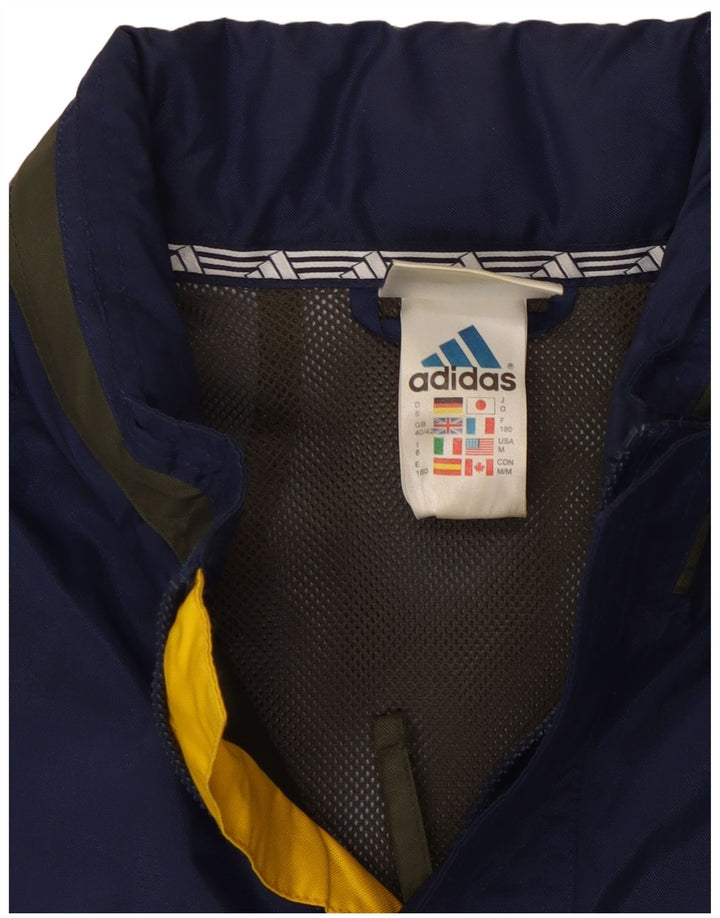 Adidas Chaqueta impermeable con capucha para hombre UK 40/42 Medium Azul marino Colorblock