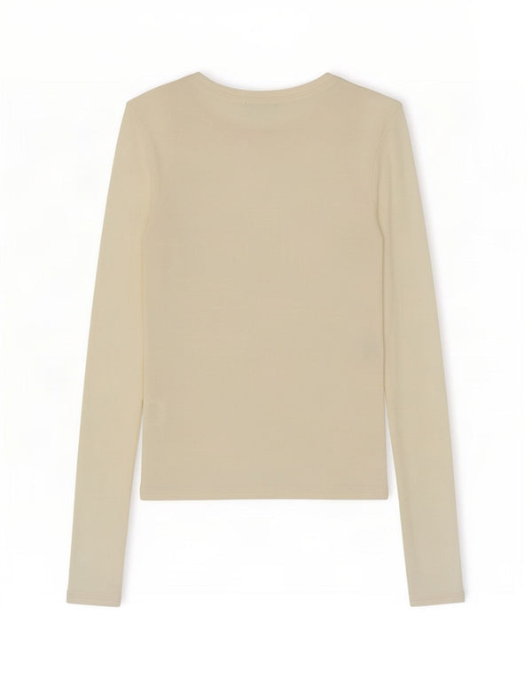 Zara Mujer Top Manga Larga UK 8 Small Blanco Modal