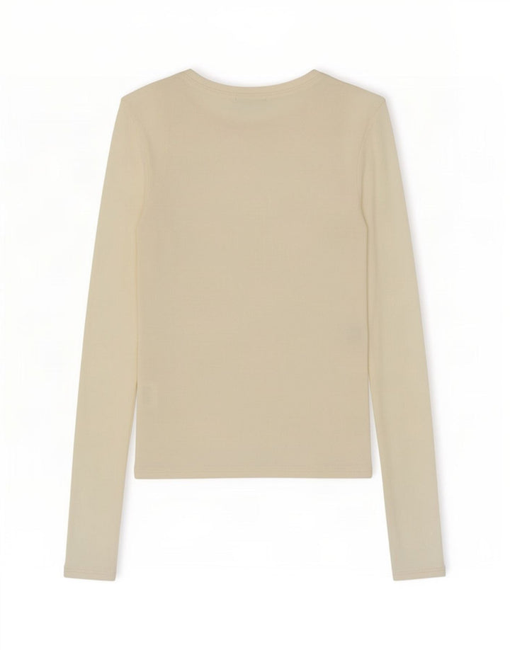 Zara Mujer Top Manga Larga UK 8 Small Blanco Modal