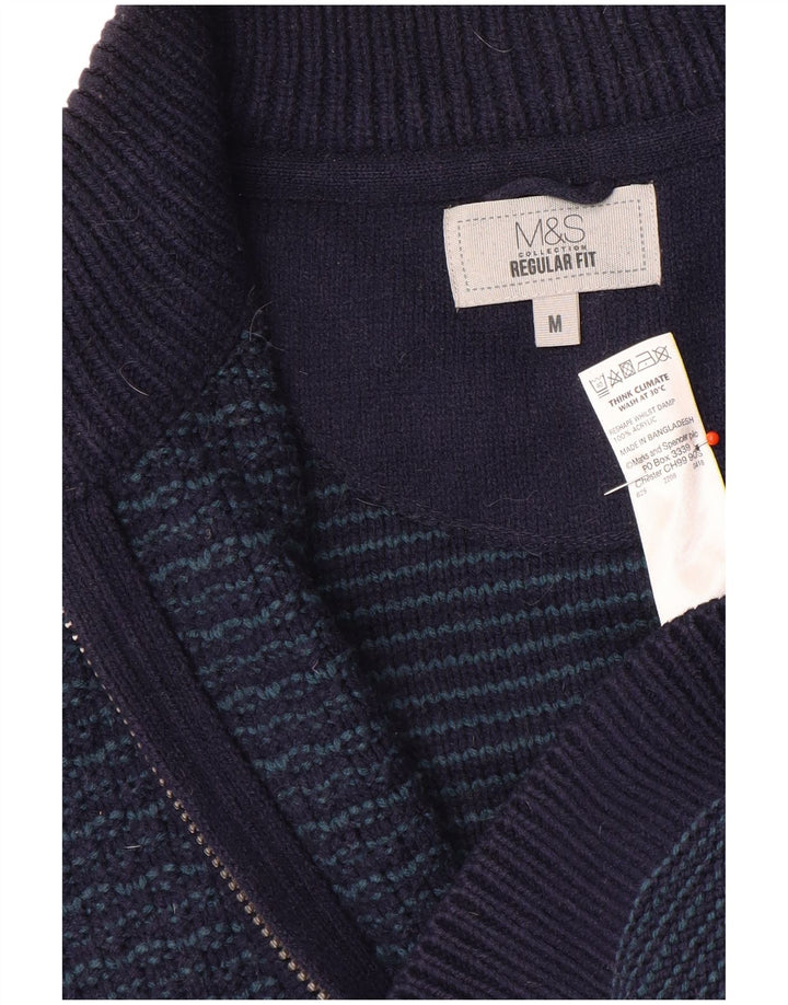 Marks & Spencer Suéter tipo cárdigan de ajuste regular para hombre Acrílico azul marino mediano