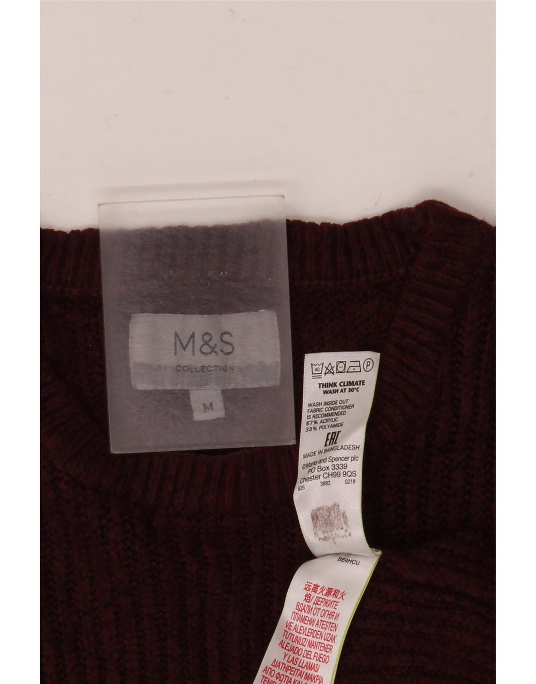 Marks & Spencer Suéter De Cuello Redondo Para Hombre Acrílico Burdeos Medio
