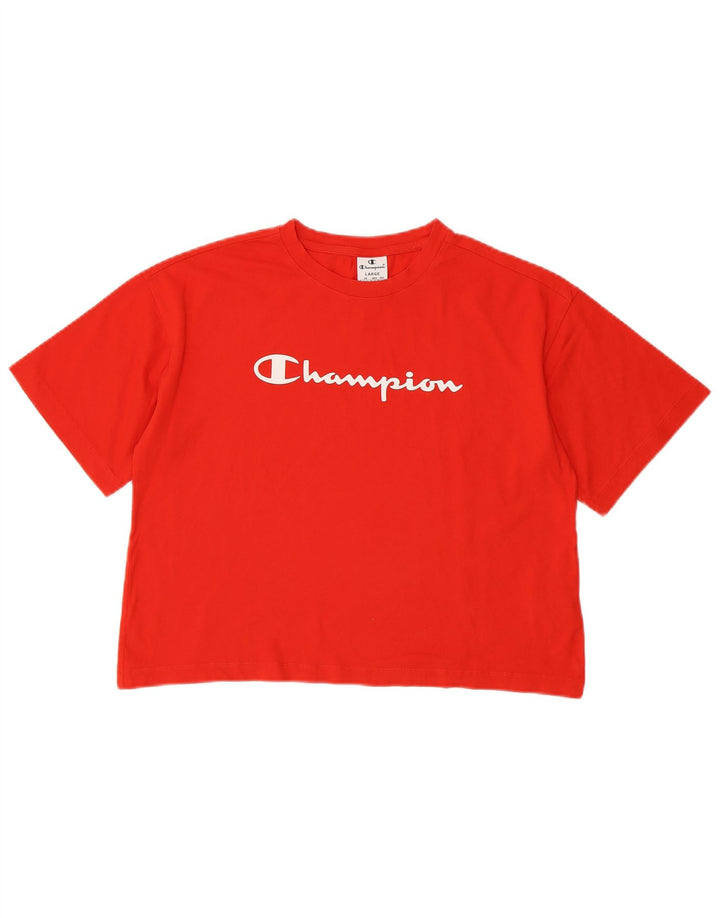 CHAMPION Camiseta corta con gráfico para mujer UK 46 Grande Algodón rojo