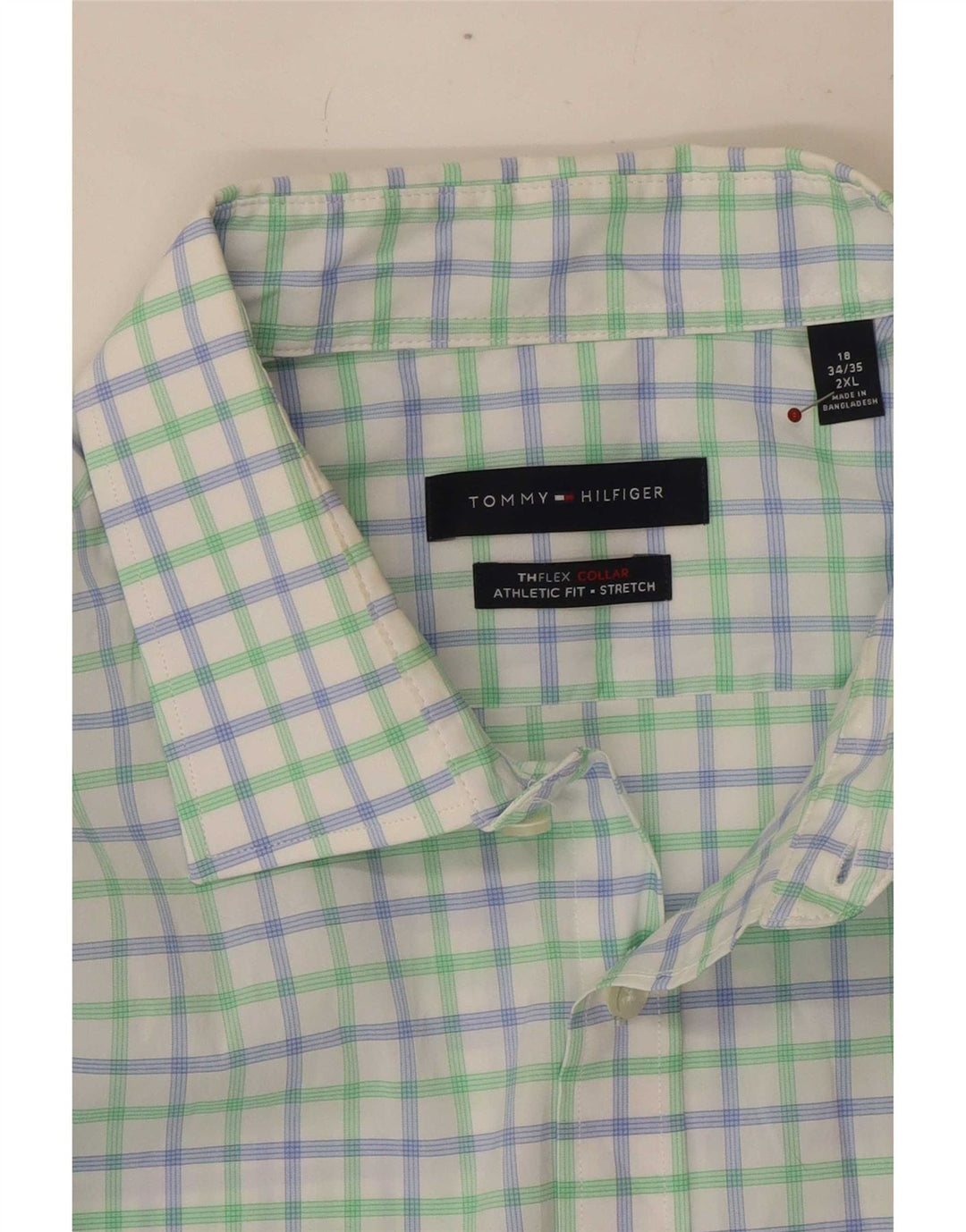 Tommy Hilfiger Camisa de ajuste atlético para hombre talla 18 2XL multicolor Gingham
