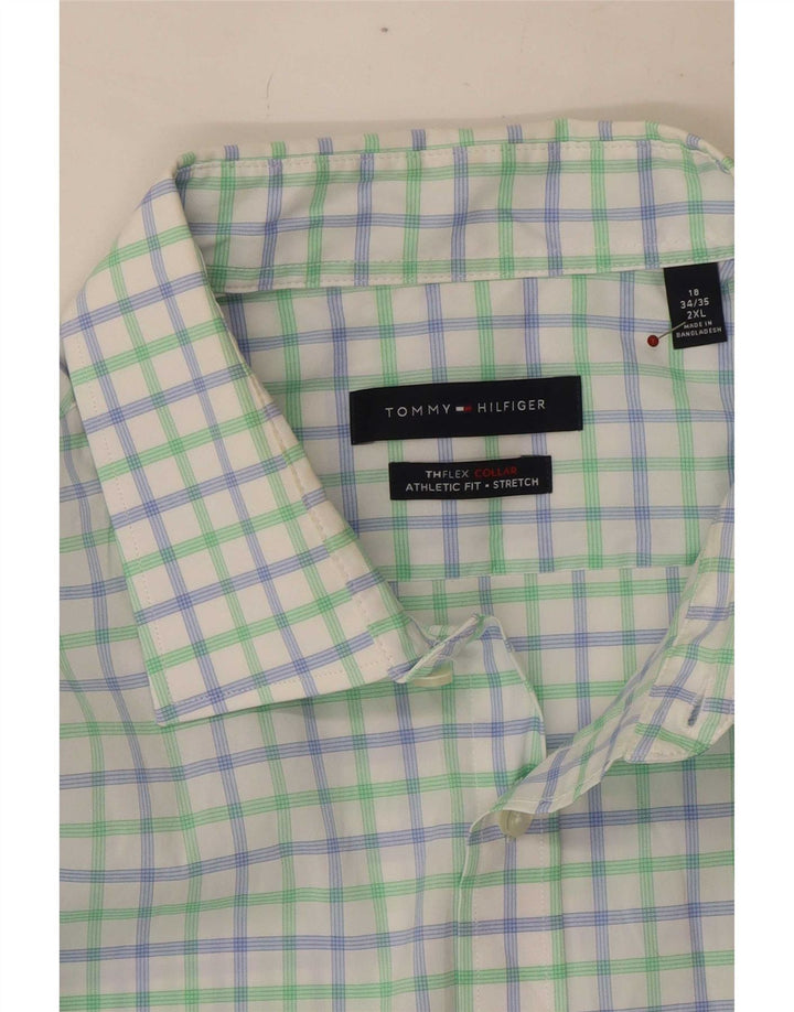 Tommy Hilfiger Camisa de ajuste atlético para hombre talla 18 2XL multicolor Gingham