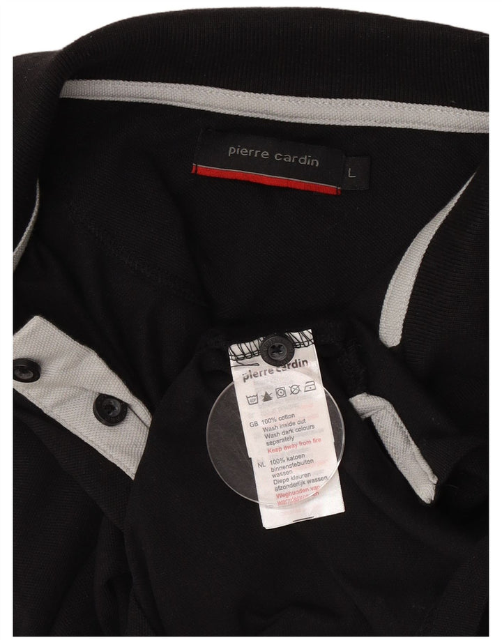 Pierre Cardin Polo para hombre grande de algodón negro