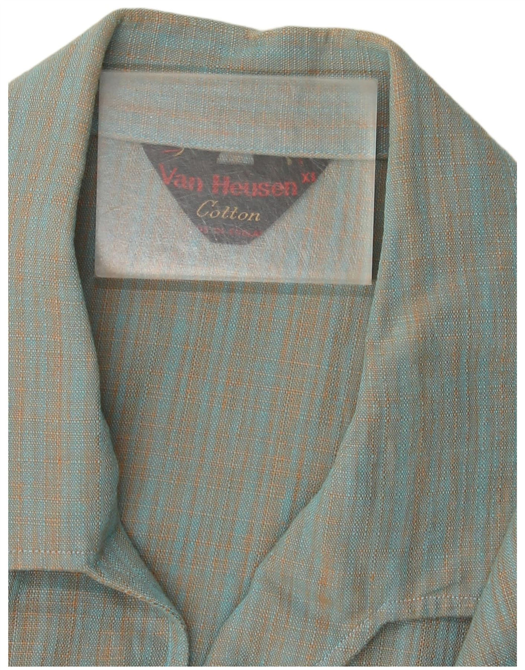 Van Heusen Camisa de manga corta para hombre XL Algodón a cuadros azul