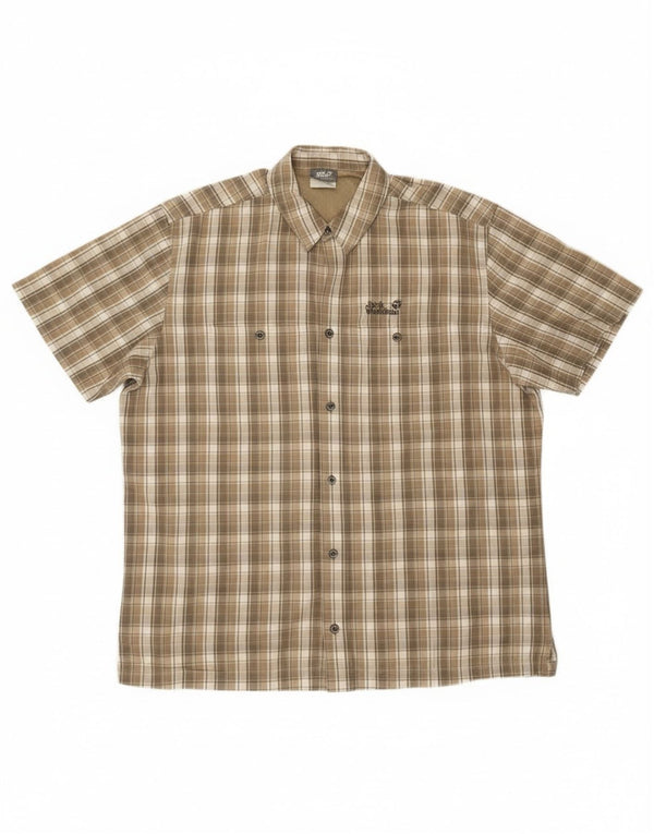 Jack Wolfskin Camisa de manga corta para hombre UK 44/46 XL Algodón a cuadros verde