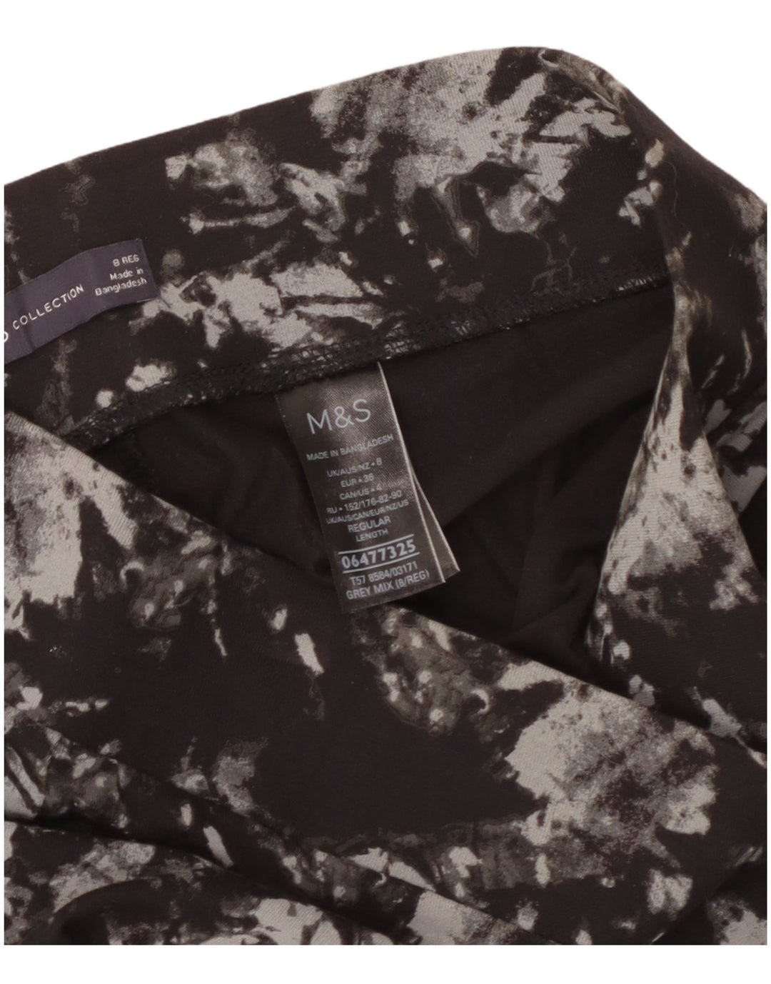 Marks & Spencer Leggings para mujer UK 8 Small Gris Tie Dye Viscosa