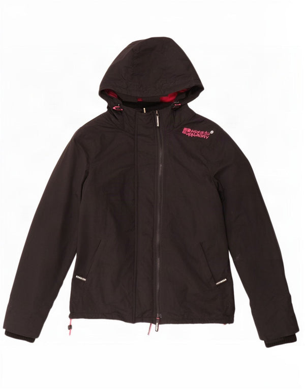 Superdry Chaqueta cortavientos con capucha Windcheater para mujer, talla 40, color negro