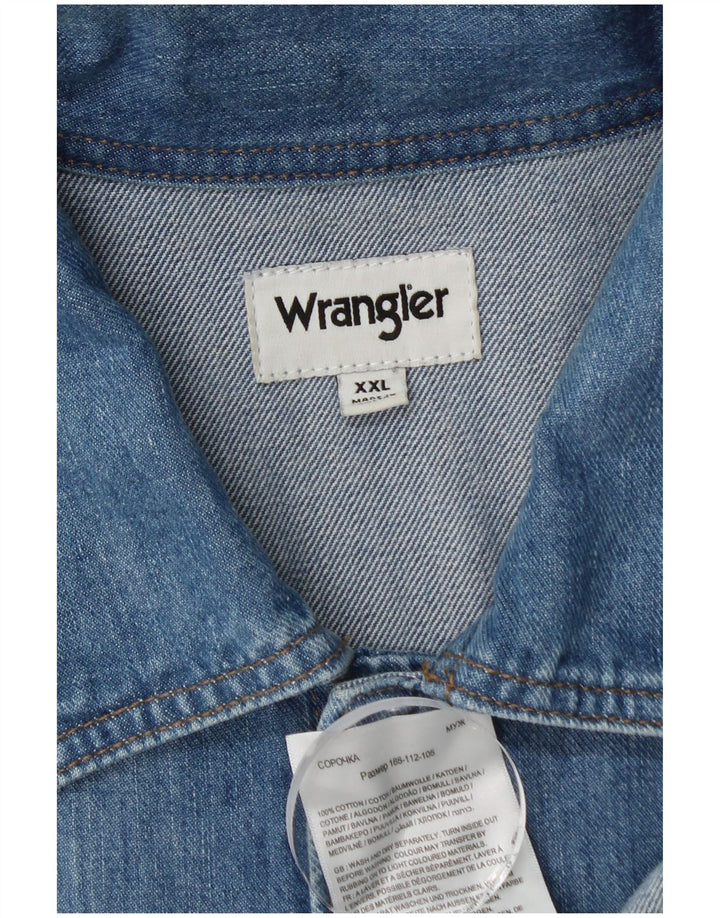 Wrangler Camisa vaquera de manga corta para hombre 2XL Algodón azul