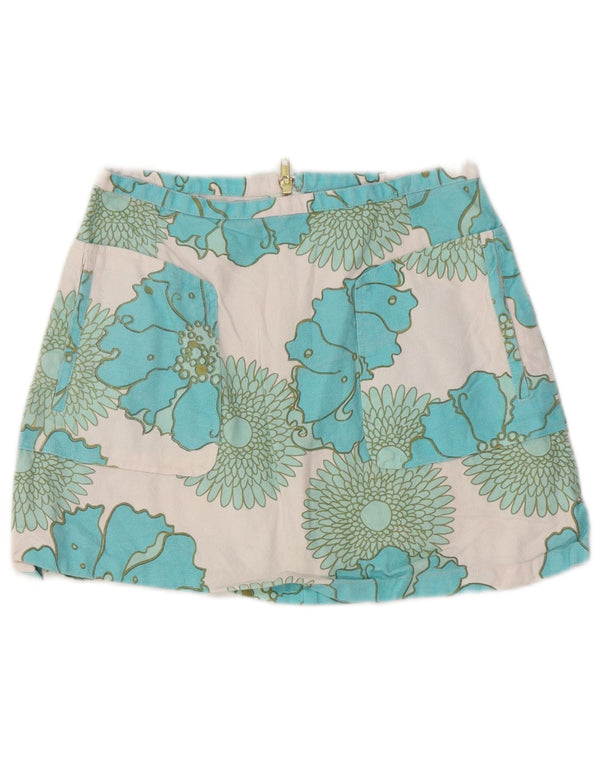 Topshop Minifalda para mujer UK 10 Small W25 Algodón floral azul