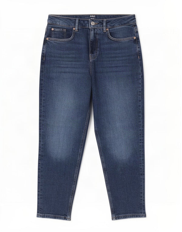 Marks & Spencer Jeans Mom para Mujer UK 12 Medium W30 L25 Algodón Azul